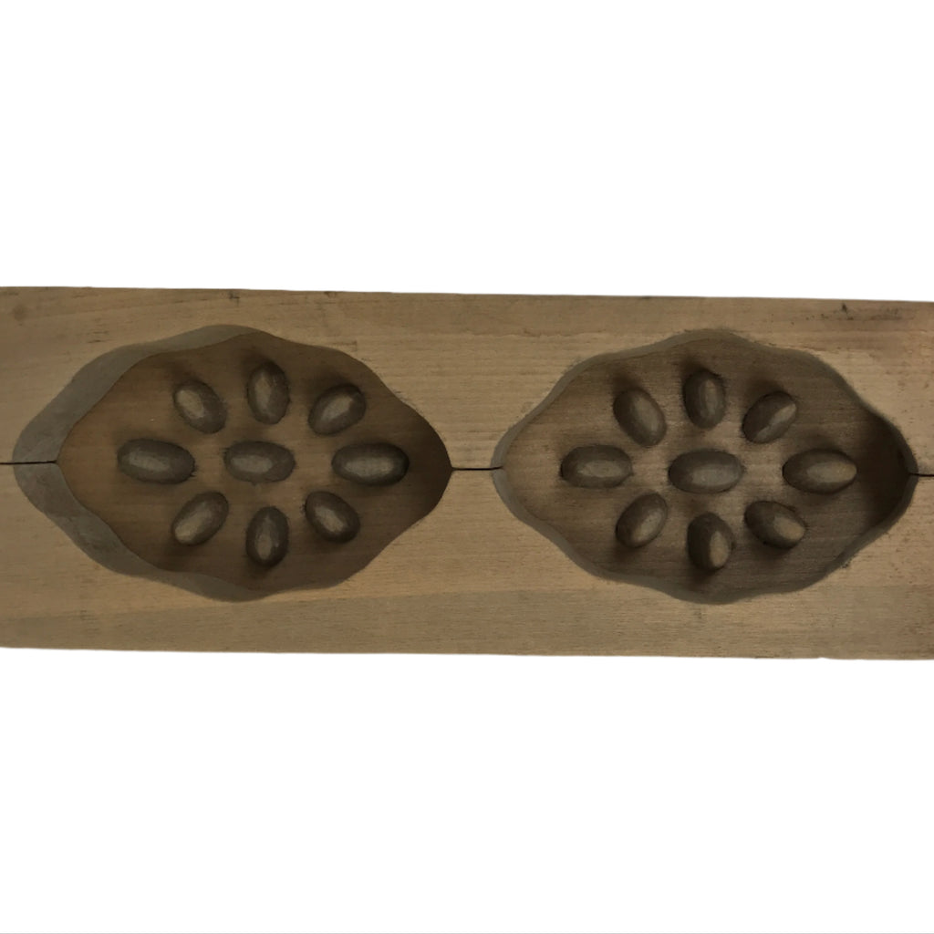 Japanese Wood Carved Kashigata Cake Mold Vtg Sweet Wagashi Lotus Root Kg580
