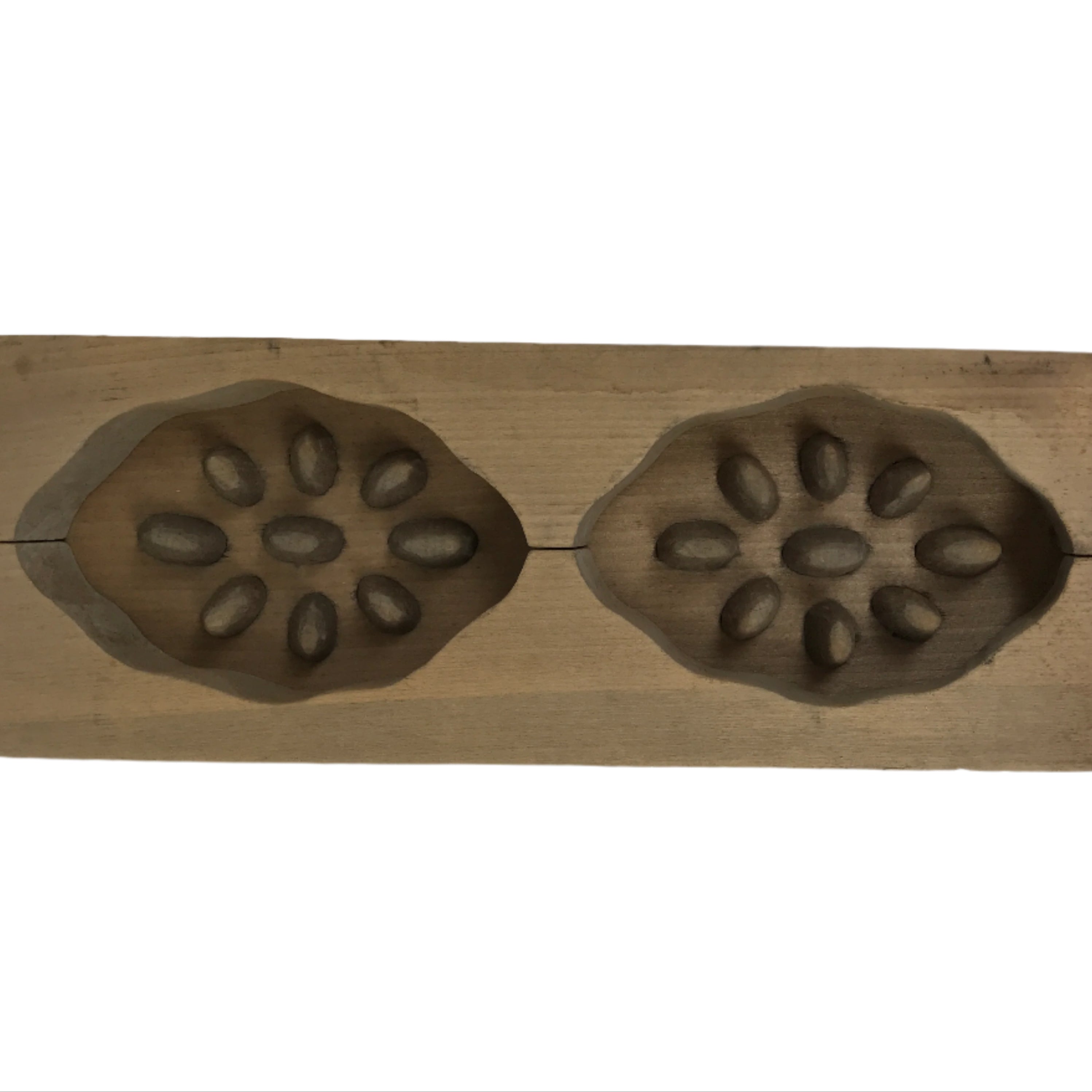 Japanese Wood Carved Kashigata Cake Mold Vtg Sweet Wagashi Lotus Root Kg580
