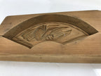 Japanese Wood Carved Kashigata Cake Mold Vtg Sweet Wagashi Madai Fish Fan Kg587