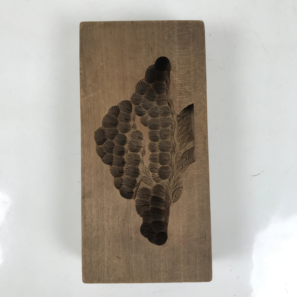 Japanese Wood Carved Kashigata Cake Mold Vtg Sweet Wagashi Matsu Pine Tree Kg614