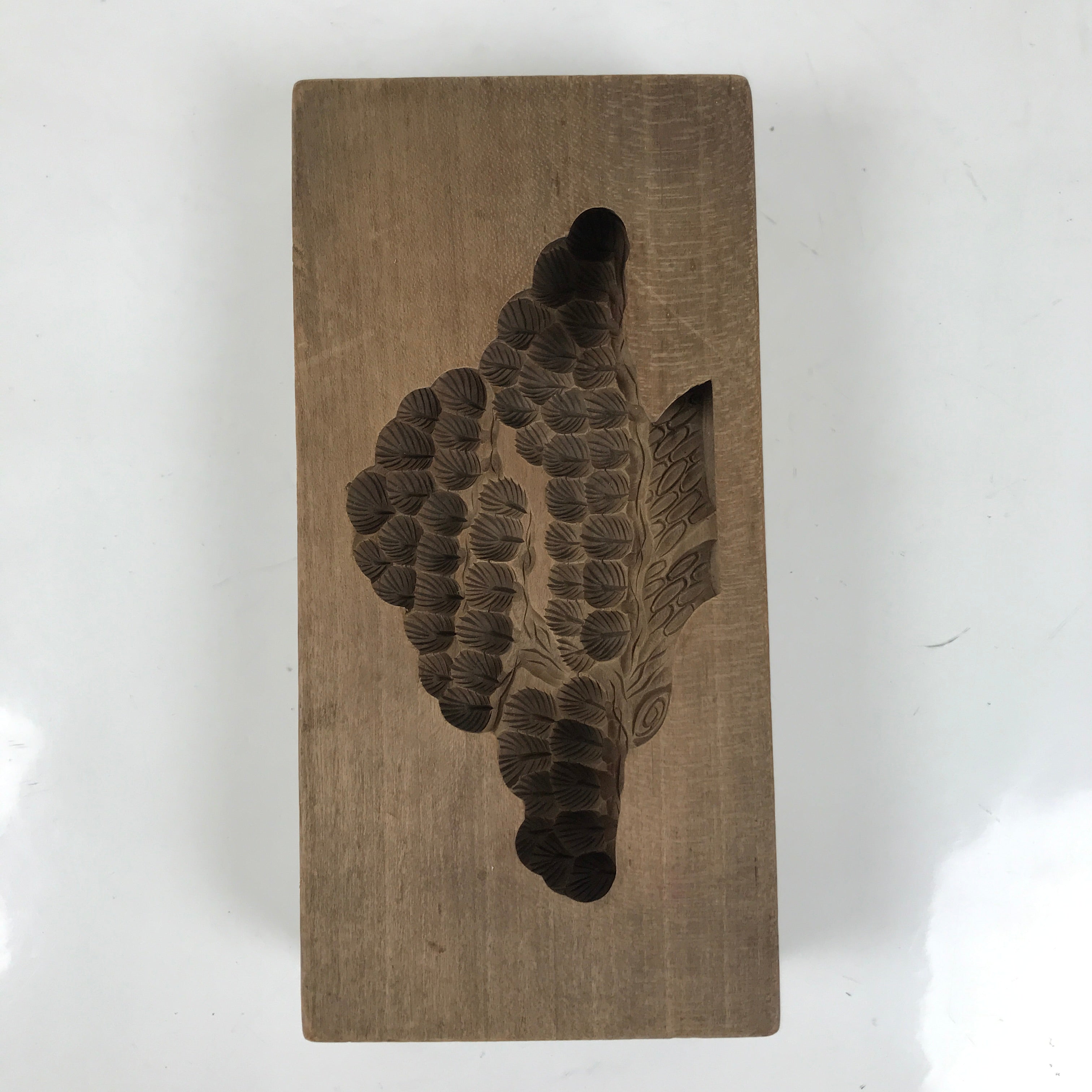 Japanese Wood Carved Kashigata Cake Mold Vtg Sweet Wagashi Matsu Pine Tree Kg614