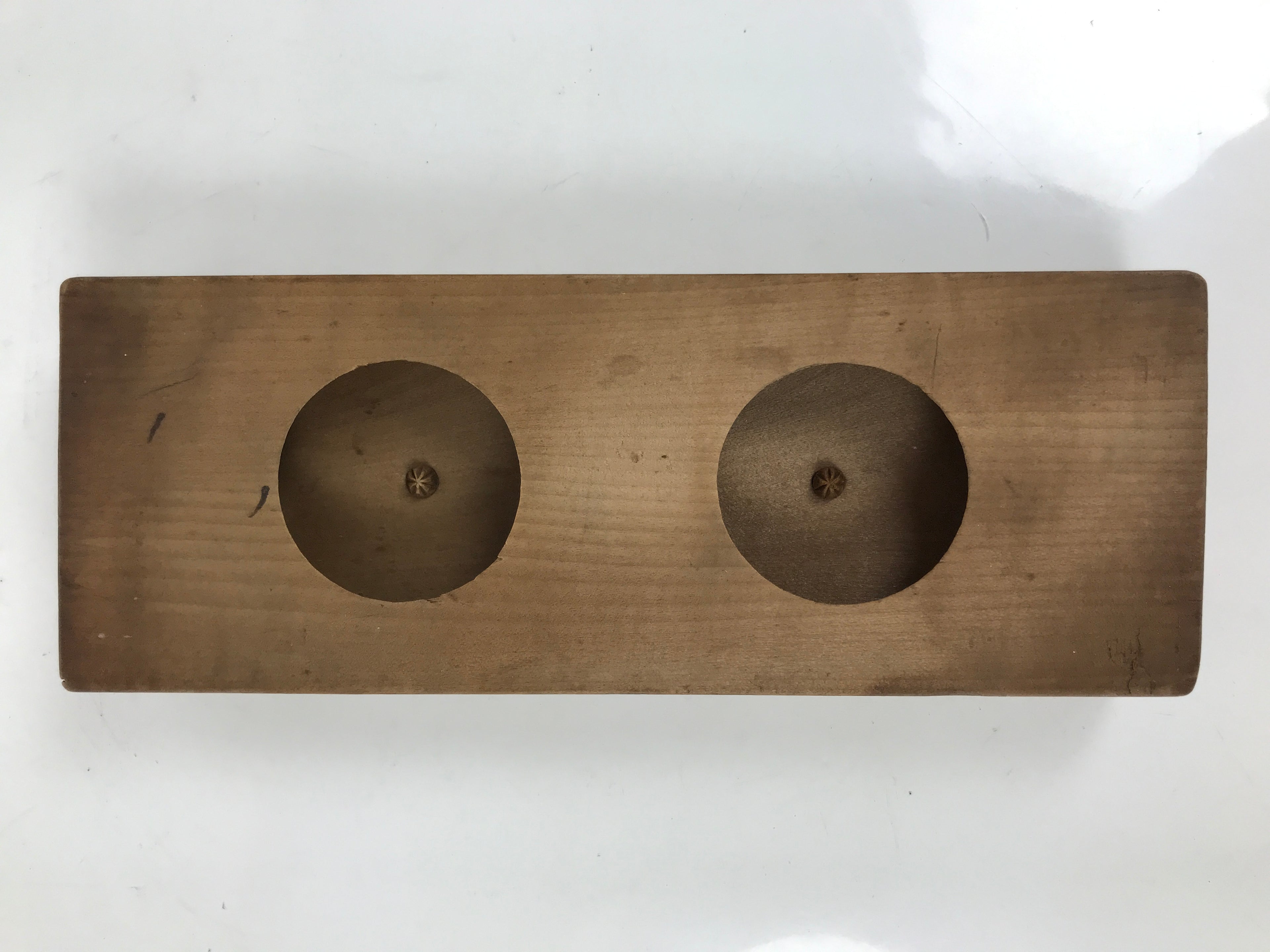 Japanese Wood Carved Kashigata Cake Mold Vtg Sweet Wagashi Mikan Orange Kg692