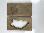 Japanese Wood Carved Kashigata Cake Mold Vtg Sweet Wagashi Minogame Turtle Kg608