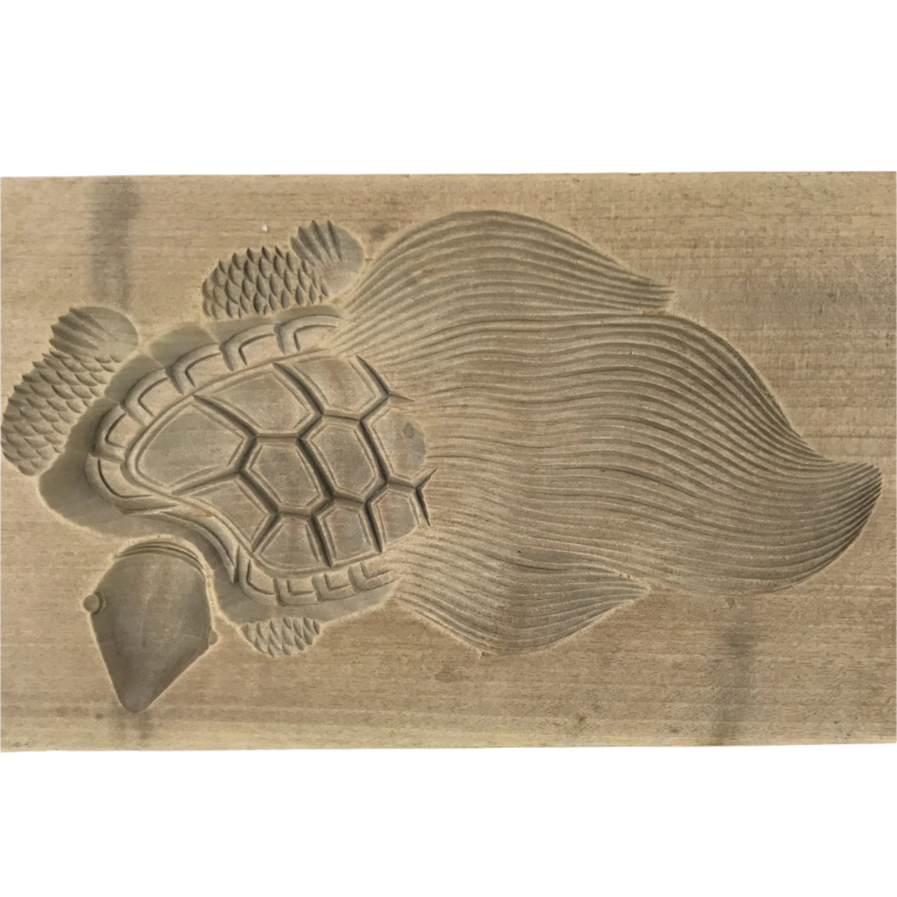 Japanese Wood Carved Kashigata Cake Mold Vtg Sweet Wagashi Minogame Turtle Kg608