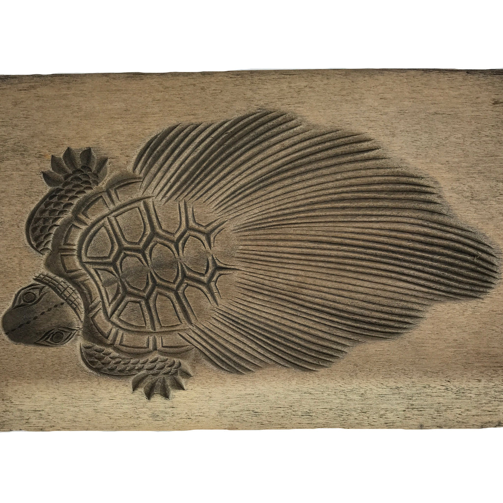 Japanese Wood Carved Kashigata Cake Mold Vtg Sweet Wagashi Minogame Turtle Kg771
