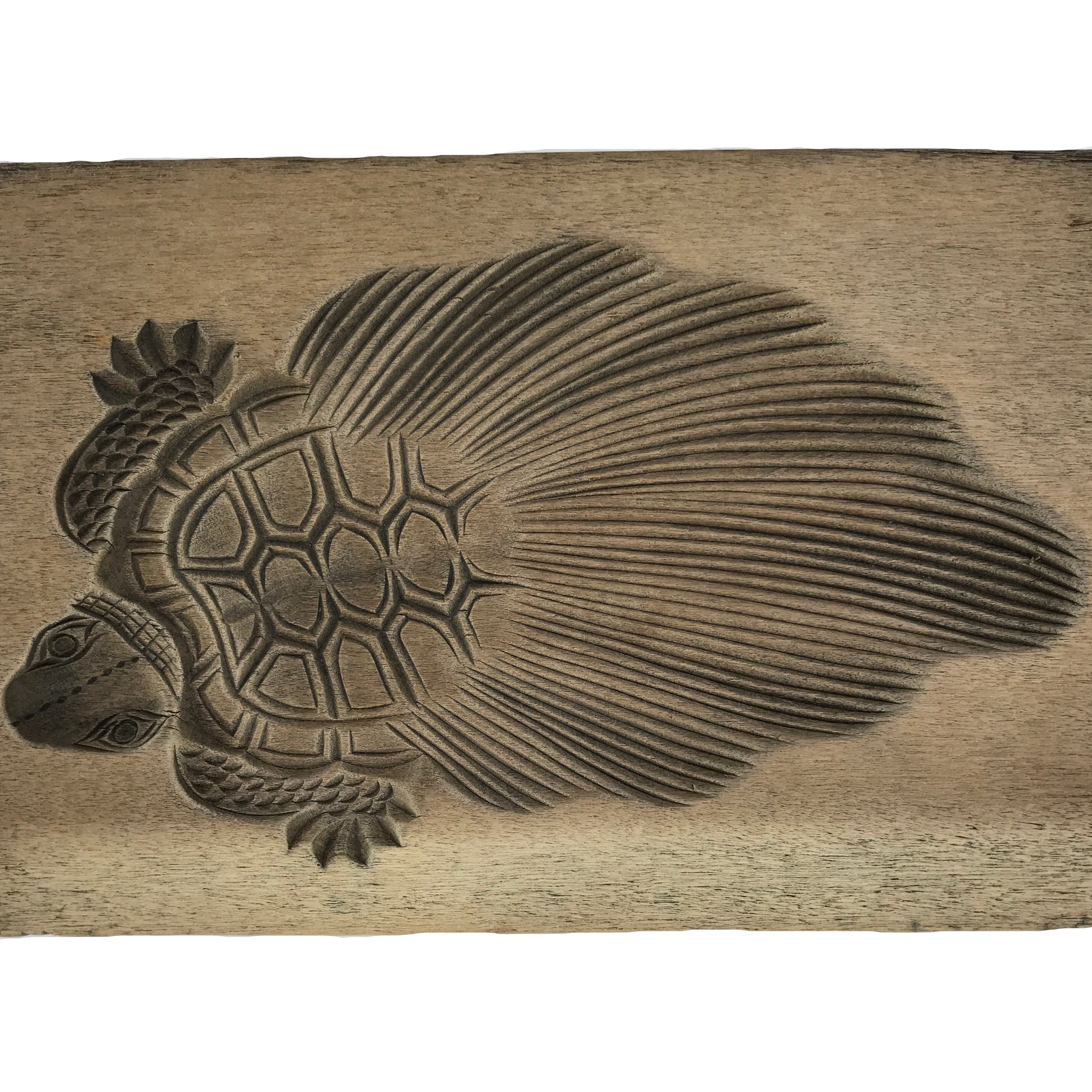 Japanese Wood Carved Kashigata Cake Mold Vtg Sweet Wagashi Minogame Turtle Kg771