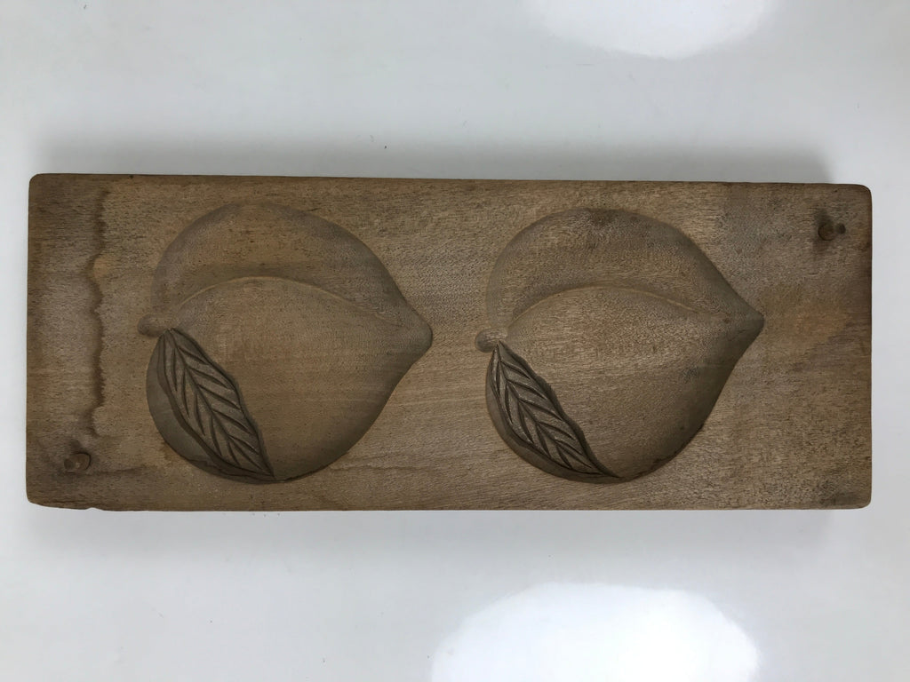 Japanese Wood Carved Kashigata Cake Mold Vtg Sweet Wagashi Peach Momo Kg552