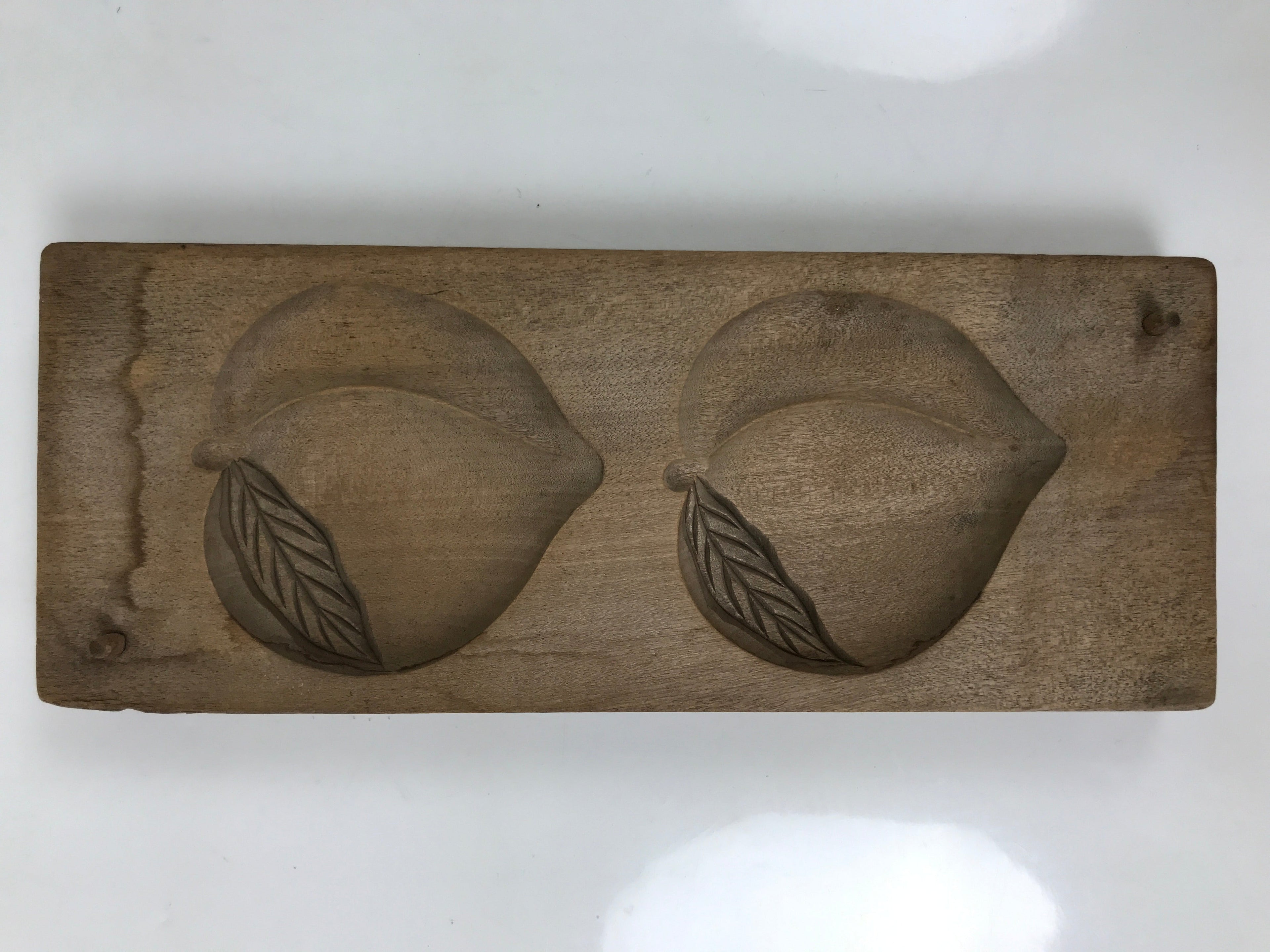 Japanese Wood Carved Kashigata Cake Mold Vtg Sweet Wagashi Peach Momo Kg552