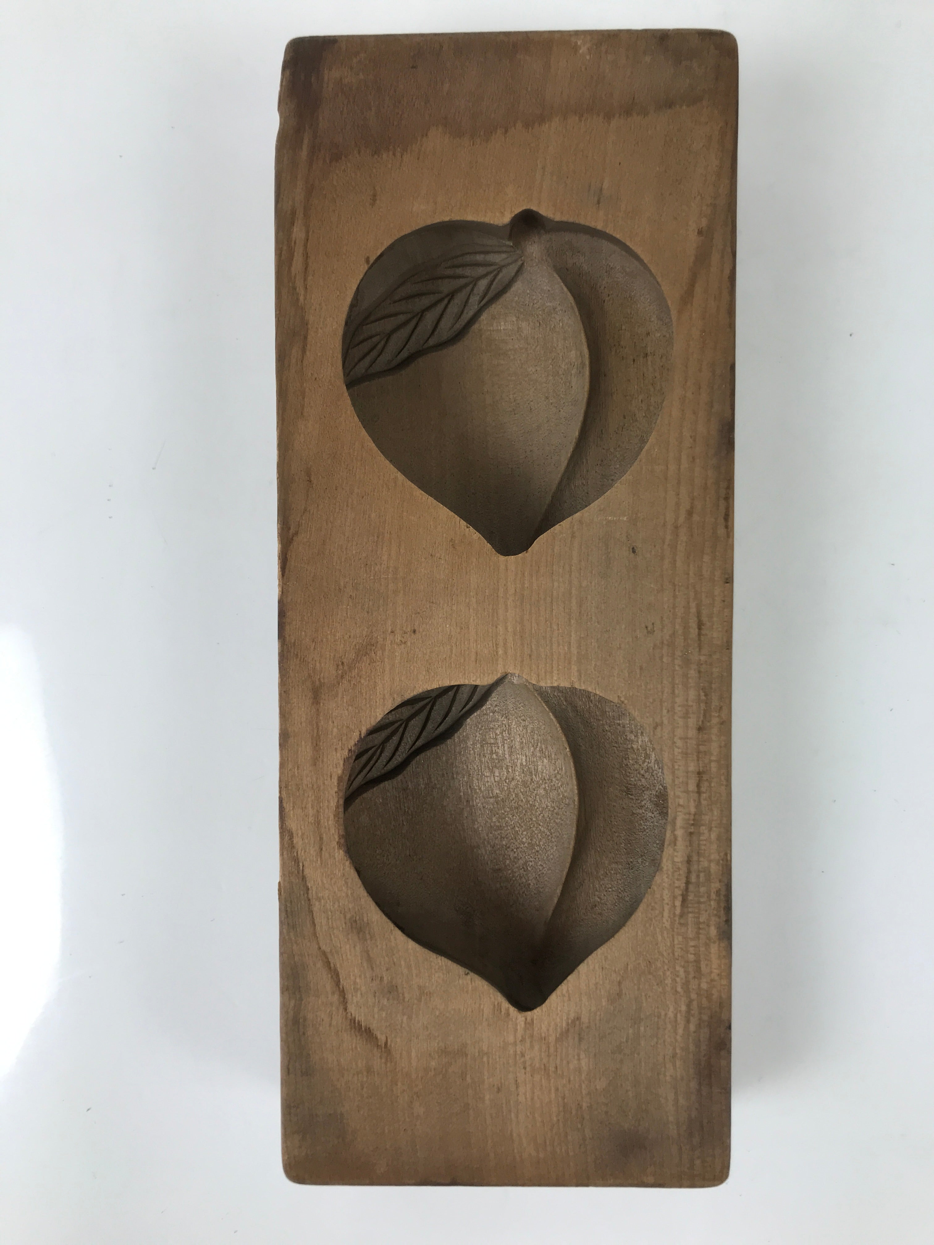 Japanese Wood Carved Kashigata Cake Mold Vtg Sweet Wagashi Peach Momo Kg552