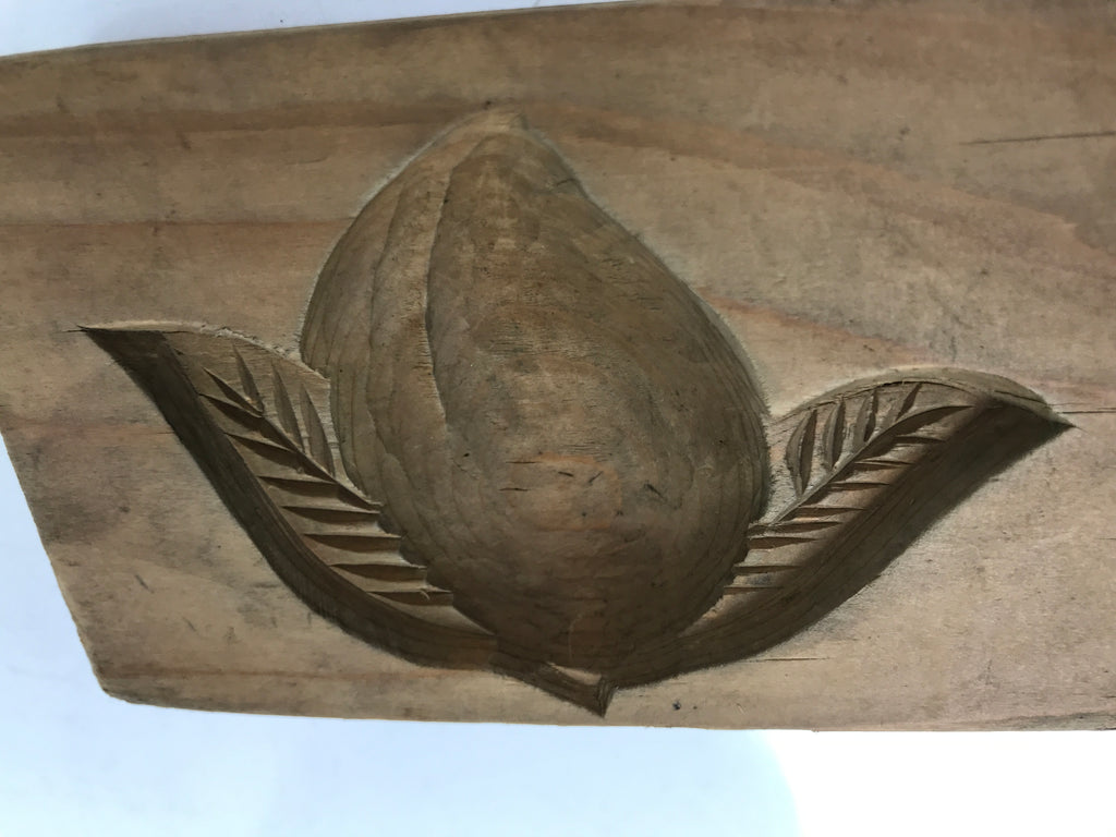 Japanese Wood Carved Kashigata Cake Mold Vtg Sweet Wagashi Peach Momo Kg594
