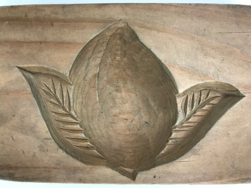 Japanese Wood Carved Kashigata Cake Mold Vtg Sweet Wagashi Peach Momo Kg594