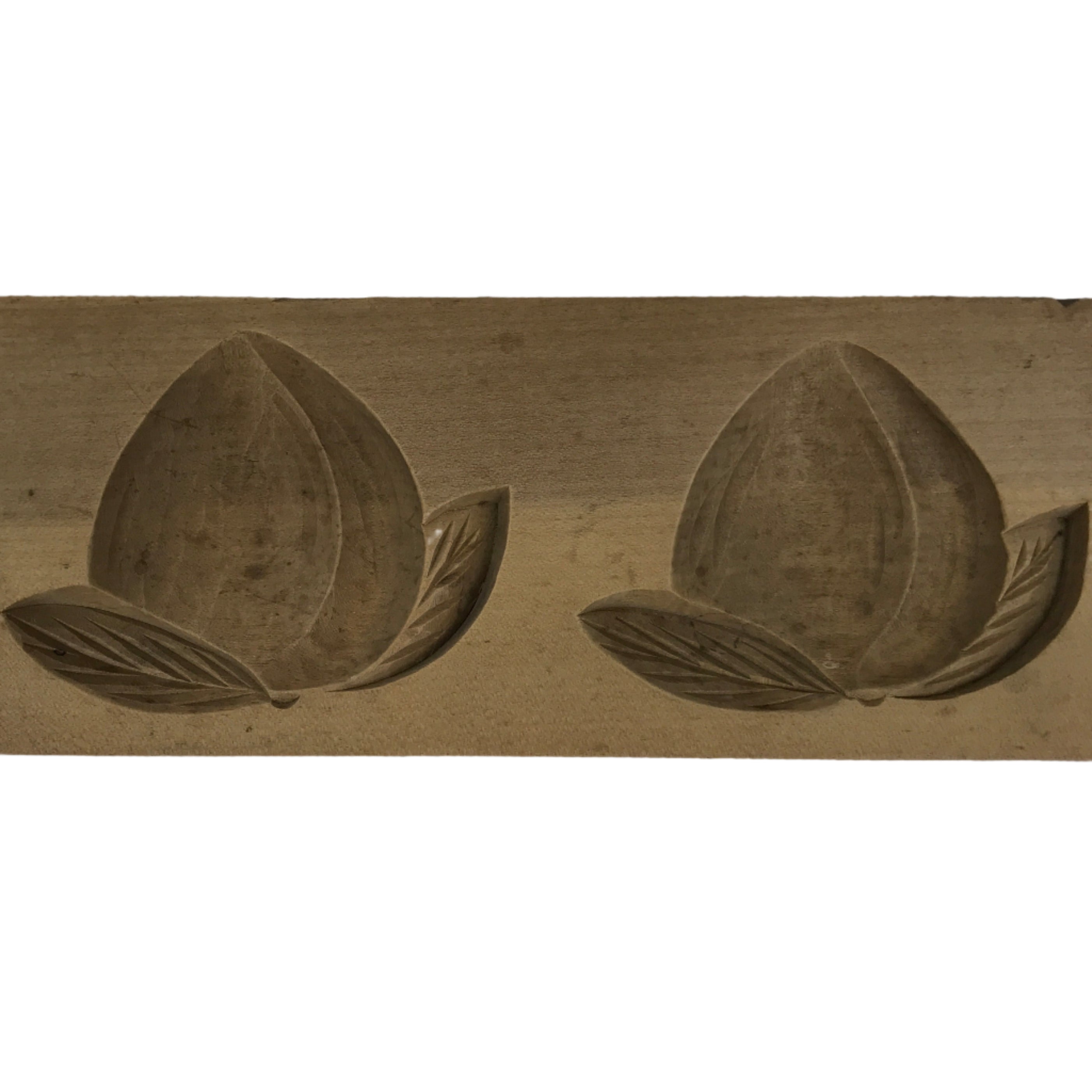 Japanese Wood Carved Kashigata Cake Mold Vtg Sweet Wagashi Peaches Momo Kg698