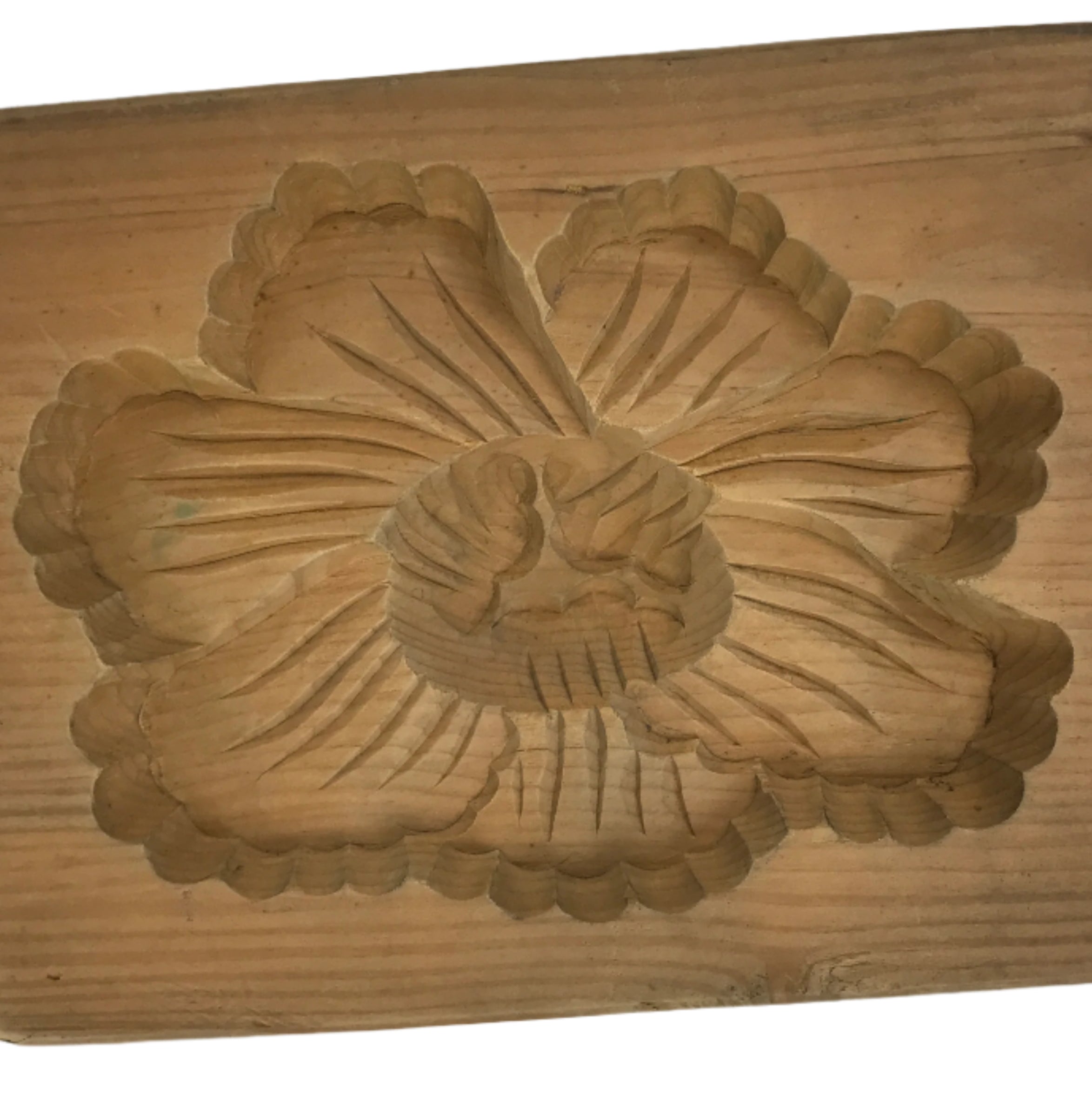 Japanese Wood Carved Kashigata Cake Mold Vtg Sweet Wagashi Peony Botan Kg588