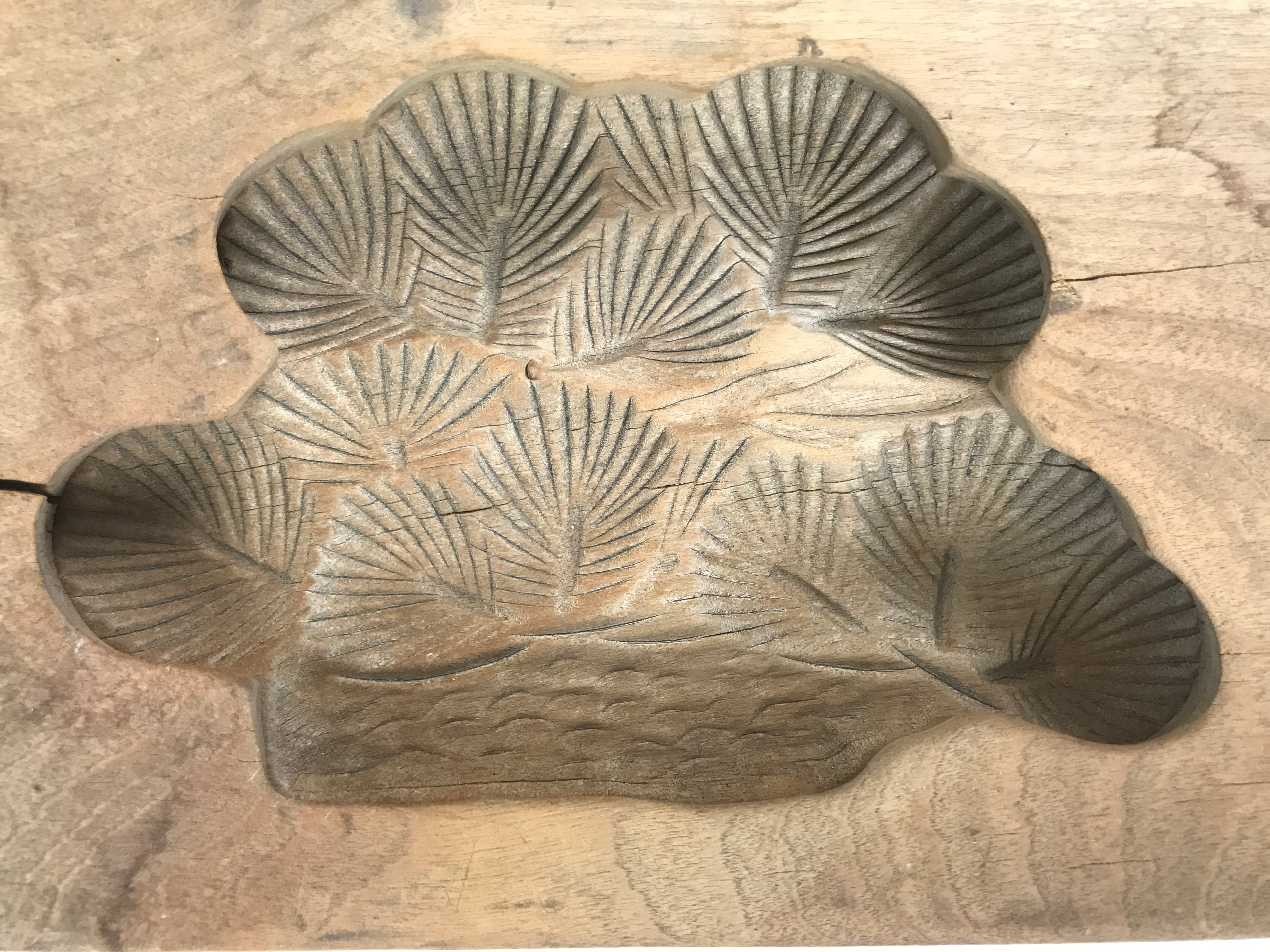 Japanese Wood Carved Kashigata Cake Mold Vtg Sweet Wagashi Pine Matsu Kg578