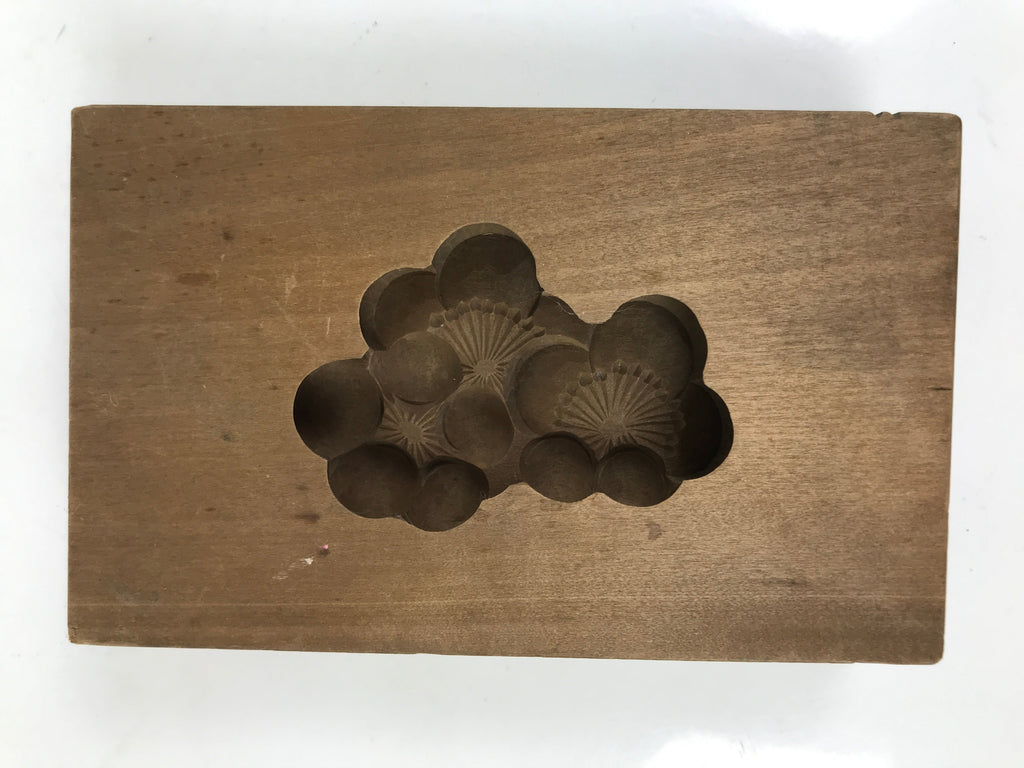 Japanese Wood Carved Kashigata Cake Mold Vtg Sweet Wagashi Plum Blossoms Kg619