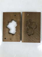 Japanese Wood Carved Kashigata Cake Mold Vtg Sweet Wagashi Plum Blossoms Kg619