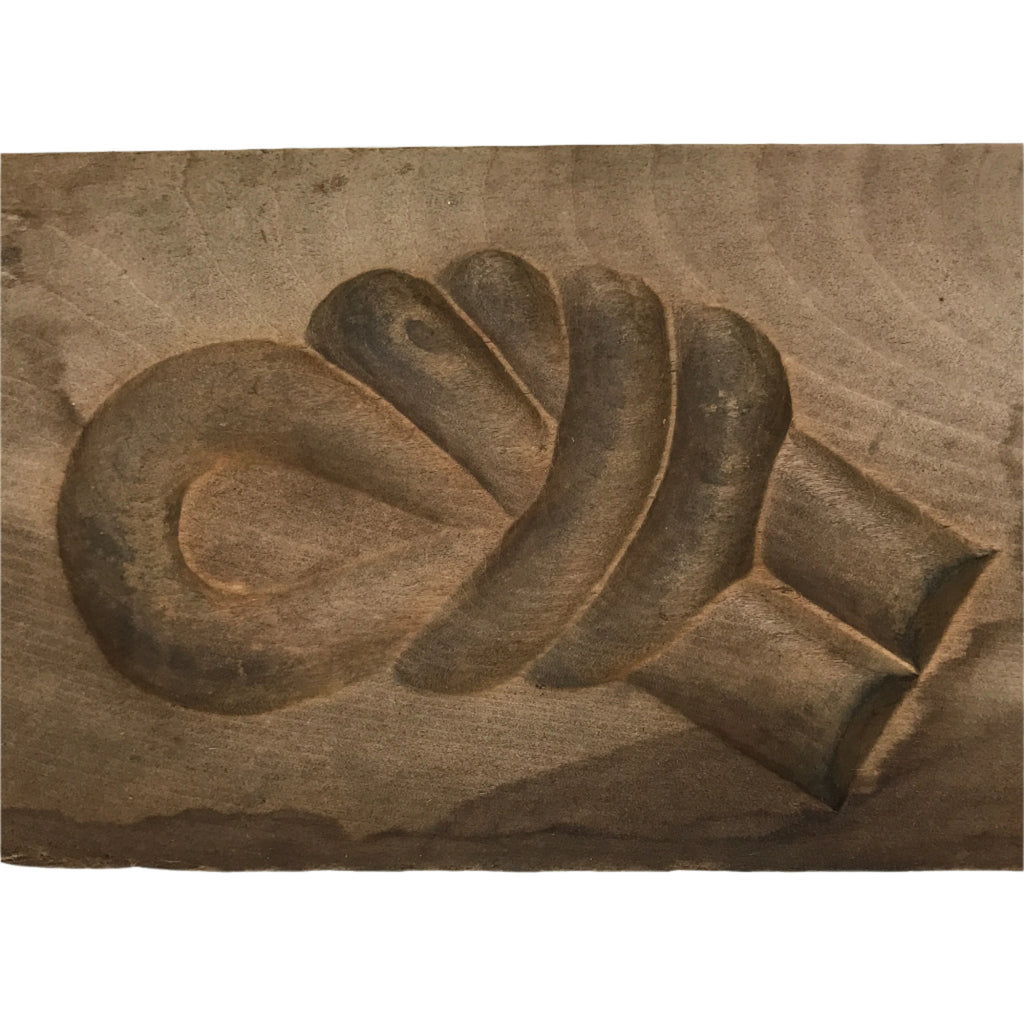 Japanese Wood Carved Kashigata Cake Mold Vtg Sweet Wagashi Rope Knot Himo Kg603
