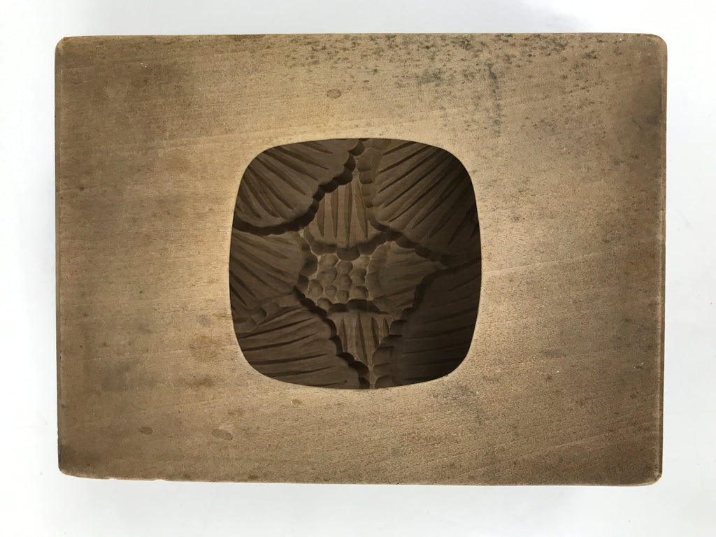 Japanese Wood Carved Kashigata Cake Mold Vtg Sweet Wagashi Rose Bara Kg621