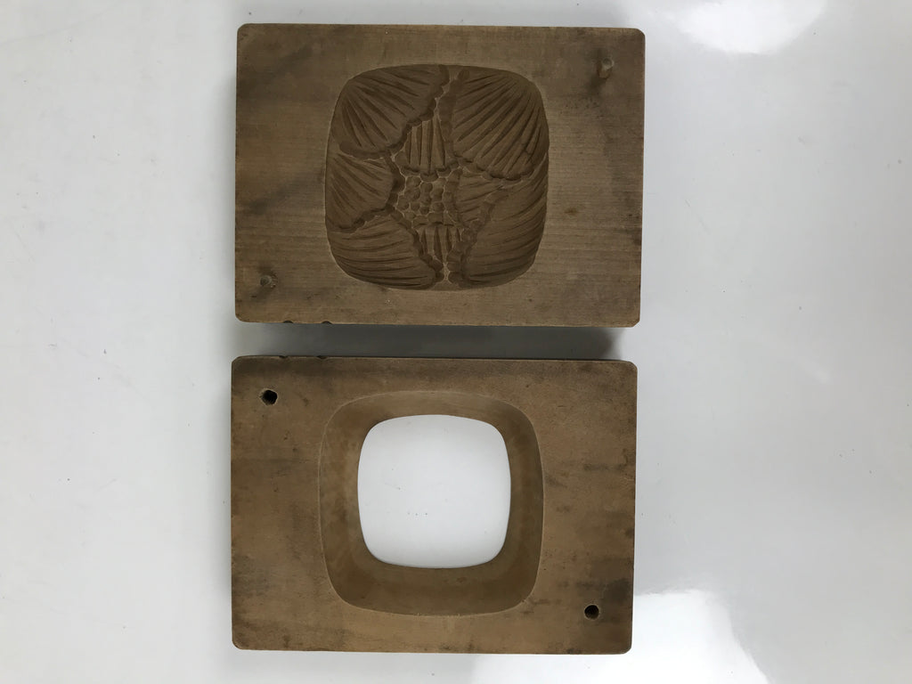 Japanese Wood Carved Kashigata Cake Mold Vtg Sweet Wagashi Rose Bara Kg621