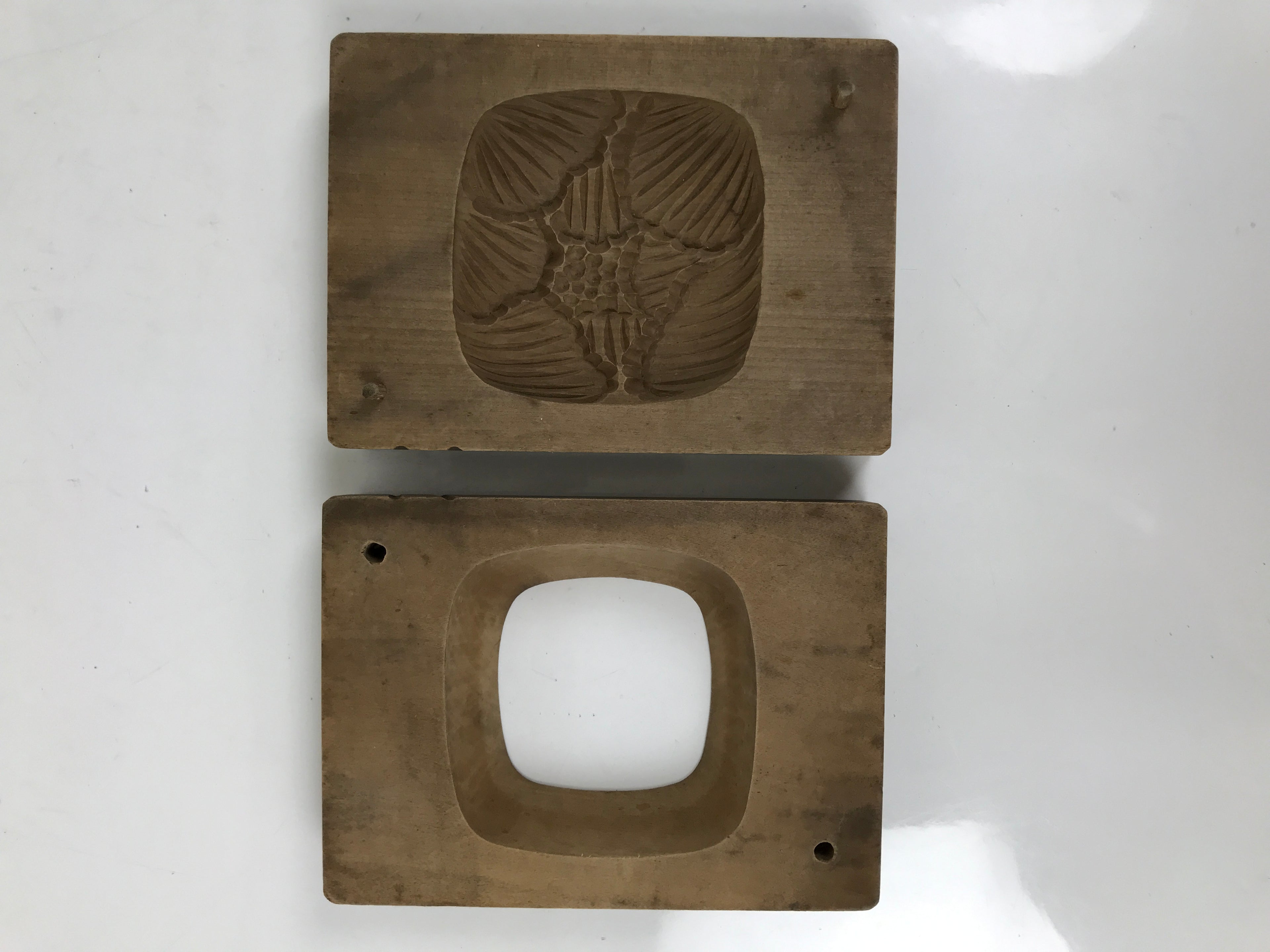 Japanese Wood Carved Kashigata Cake Mold Vtg Sweet Wagashi Rose Bara Kg621