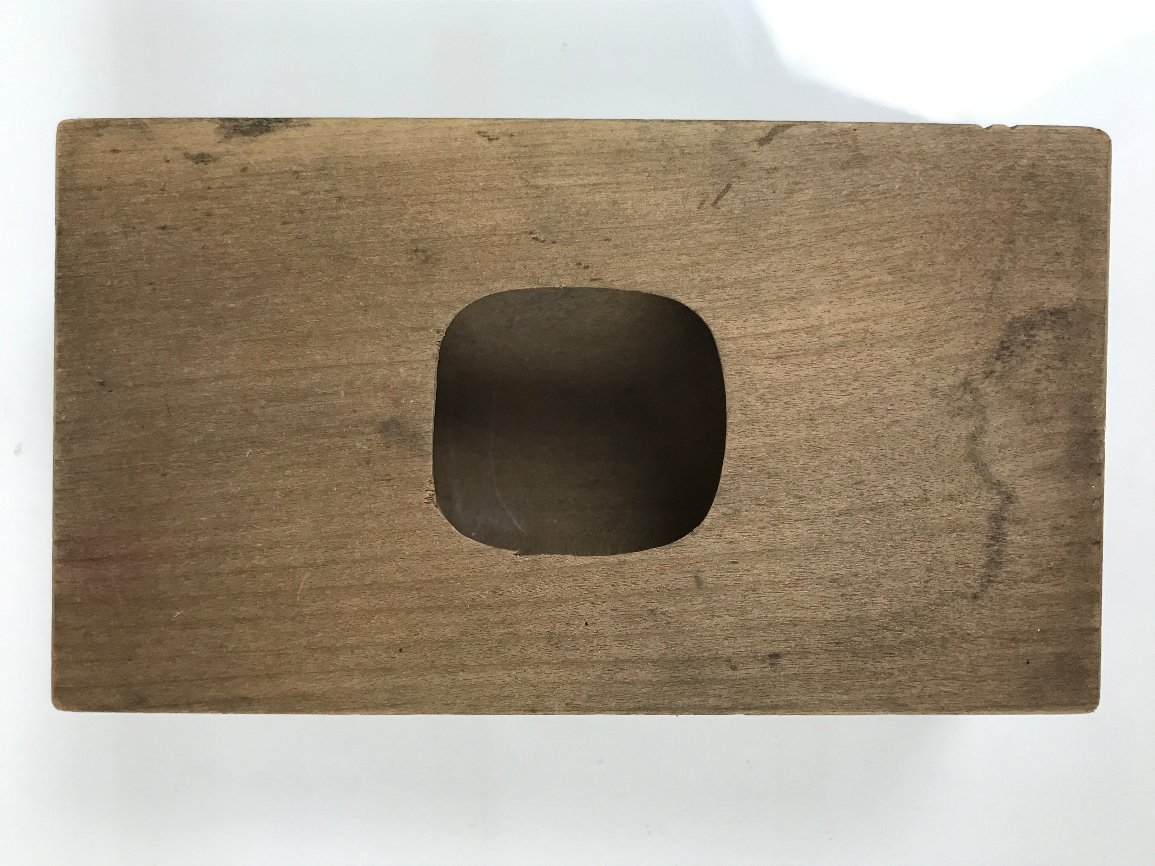 Japanese Wood Carved Kashigata Cake Mold Vtg Sweet Wagashi Rounded Square Kg802