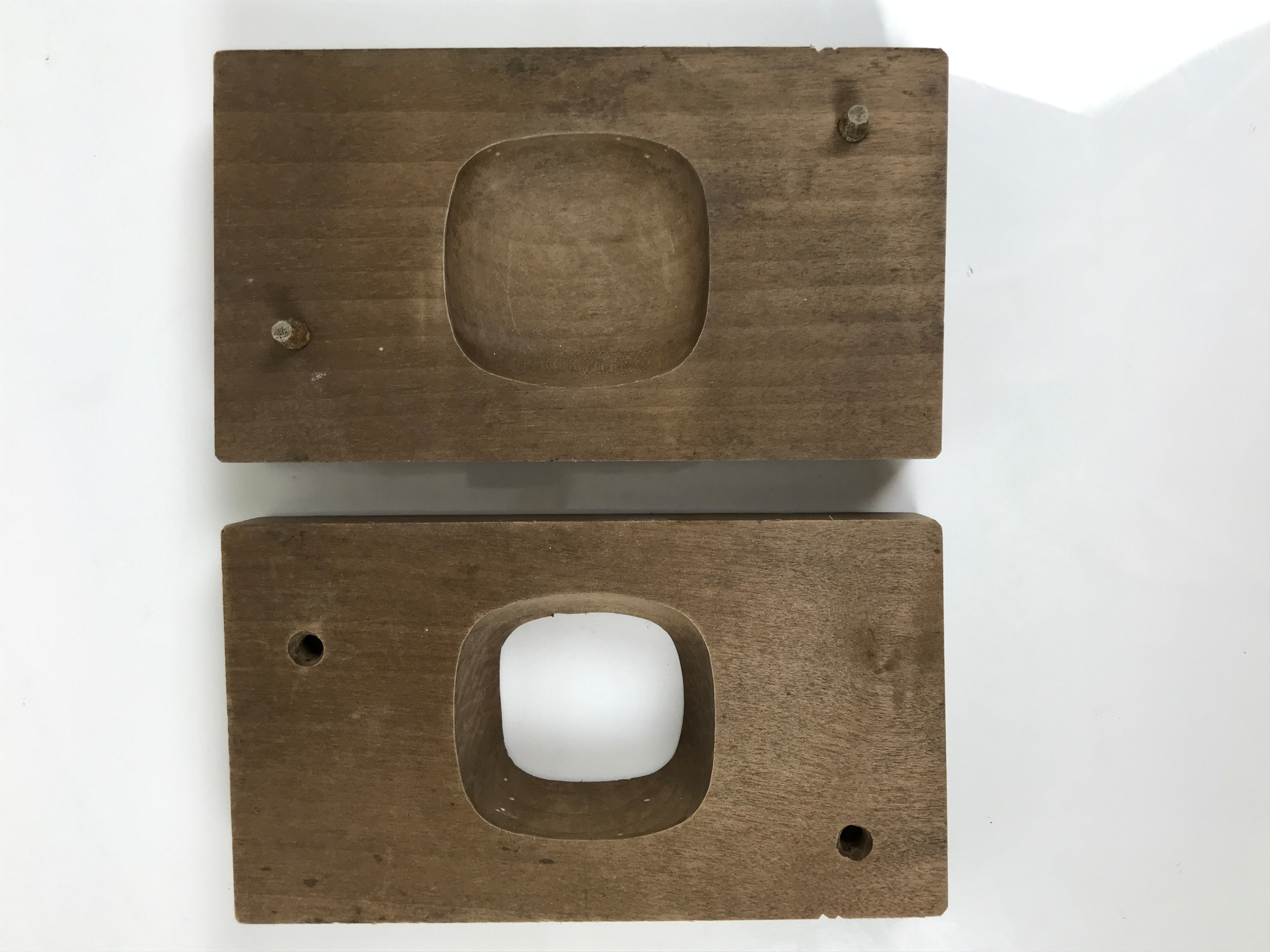 Japanese Wood Carved Kashigata Cake Mold Vtg Sweet Wagashi Rounded Square Kg802