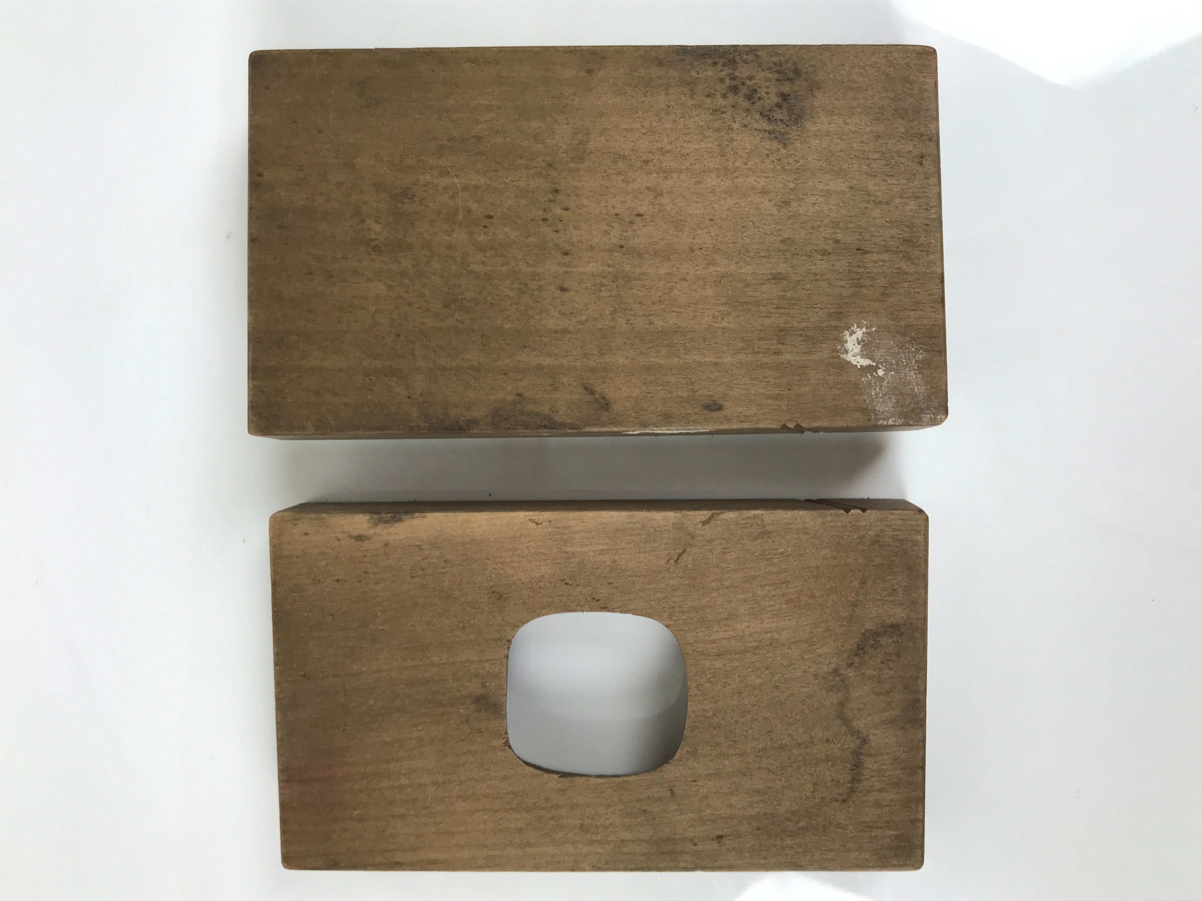 Japanese Wood Carved Kashigata Cake Mold Vtg Sweet Wagashi Rounded Square Kg802