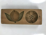 Japanese Wood Carved Kashigata Cake Mold Vtg Sweet Wagashi Sakura Peach Kg589