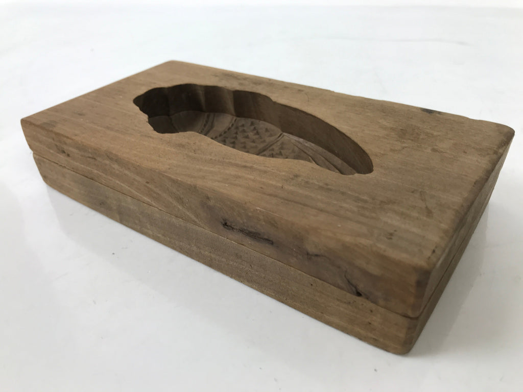 Japanese Wood Carved Kashigata Cake Mold Vtg Sweet Wagashi Shrimp Ebi Kg559