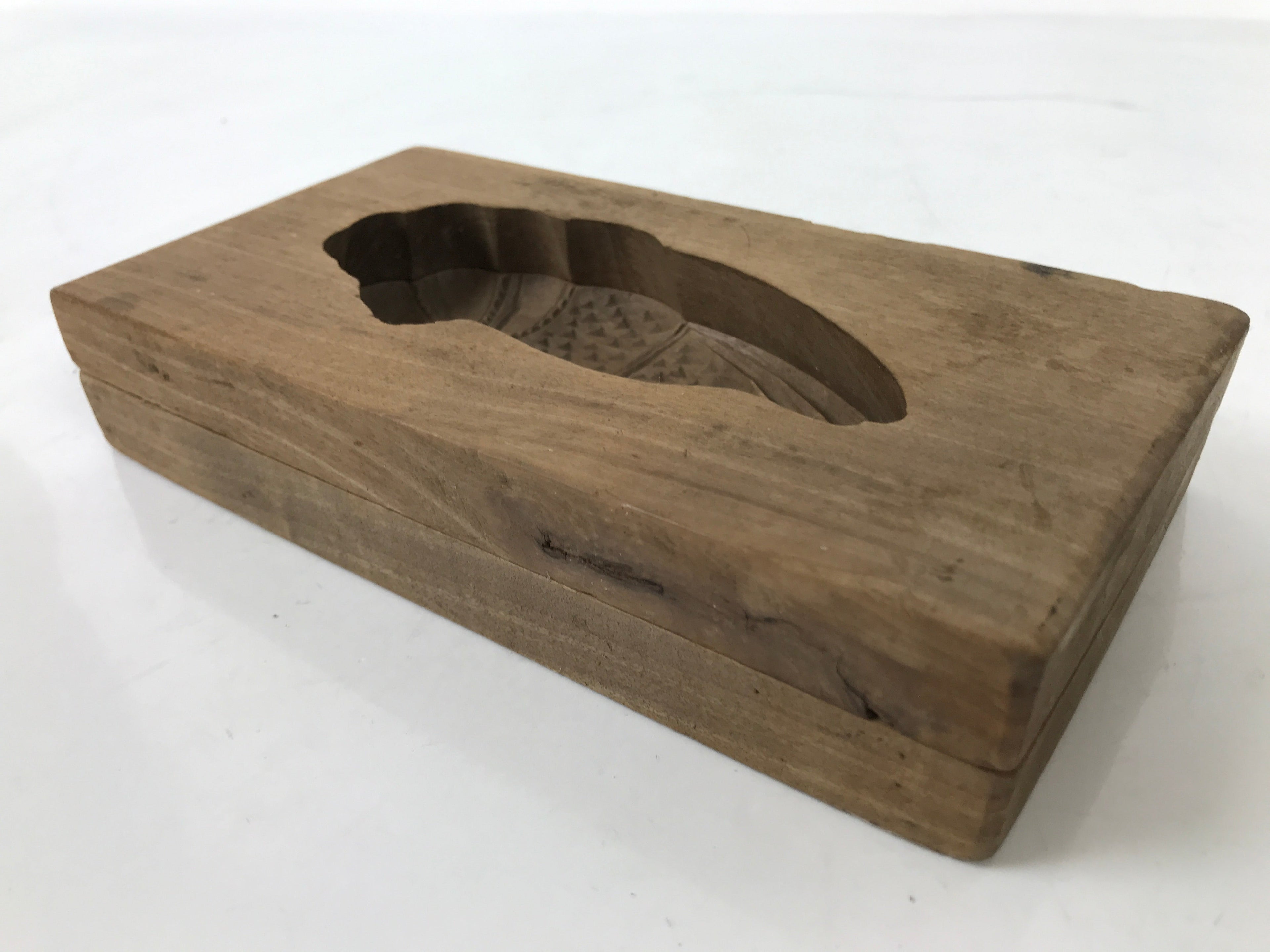 Japanese Wood Carved Kashigata Cake Mold Vtg Sweet Wagashi Shrimp Ebi Kg559