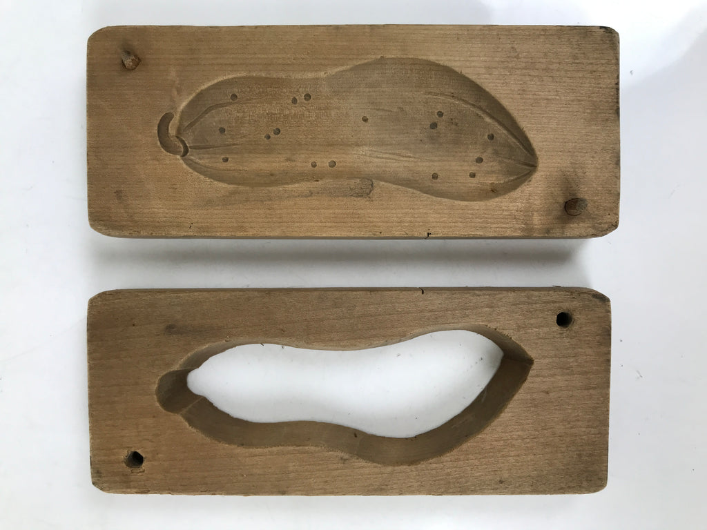 Japanese Wood Carved Kashigata Cake Mold Vtg Sweet Wagashi Squash Gourd Kg720