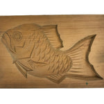 Japanese Wood Carved Kashigata Cake Mold Vtg Sweet Wagashi Tai Madai Fish Kg585