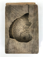 Japanese Wood Carved Kashigata Cake Mold Vtg Sweet Wagashi Tai Madai Fish Kg640