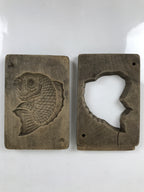 Japanese Wood Carved Kashigata Cake Mold Vtg Sweet Wagashi Tai Madai Fish Kg640