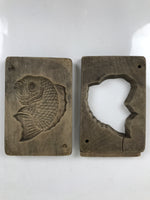 Japanese Wood Carved Kashigata Cake Mold Vtg Sweet Wagashi Tai Madai Fish Kg640