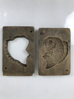 Japanese Wood Carved Kashigata Cake Mold Vtg Sweet Wagashi Tai Madai Fish Kg640