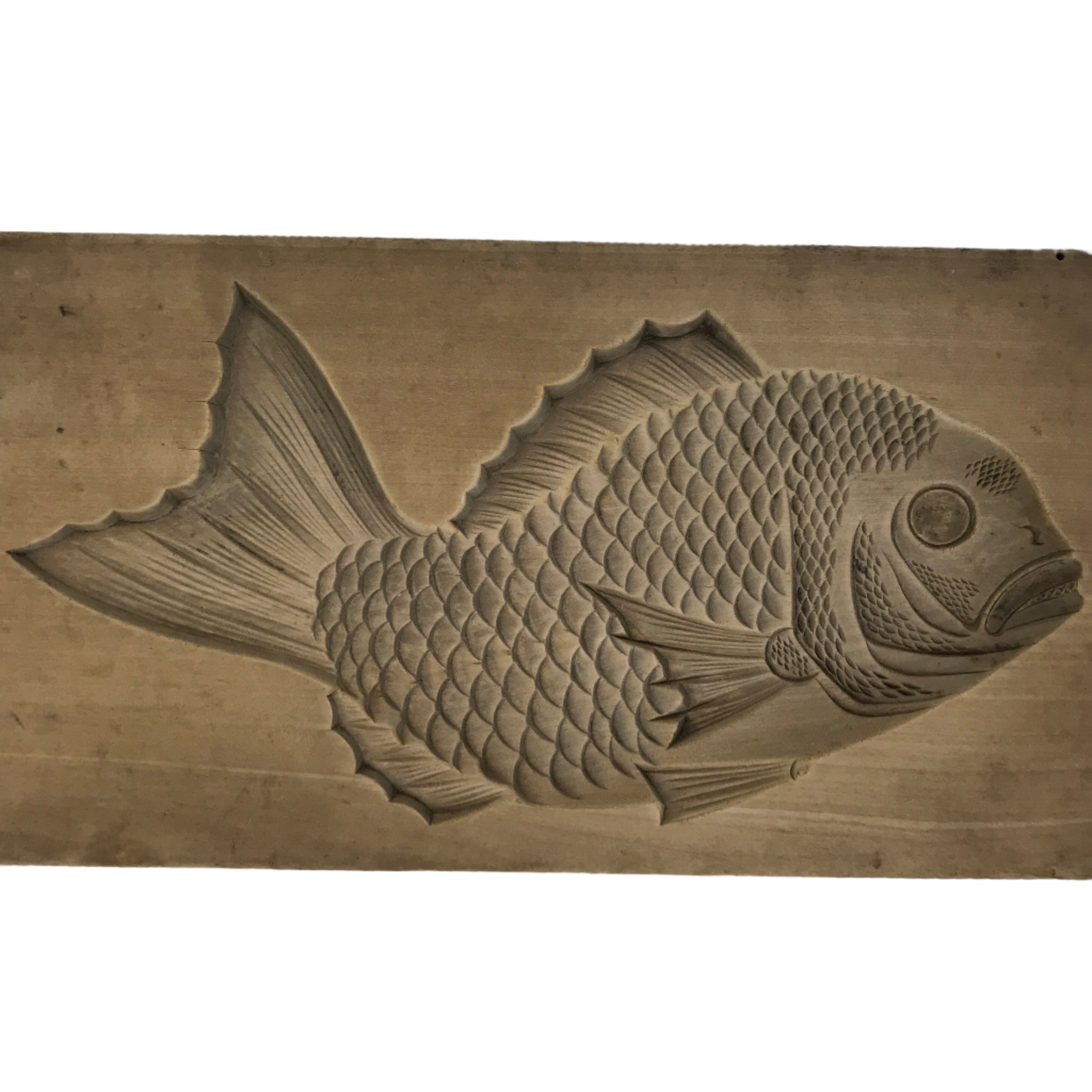 Japanese Wood Carved Kashigata Cake Mold Vtg Sweet Wagashi Tai Madai Fish Kg672
