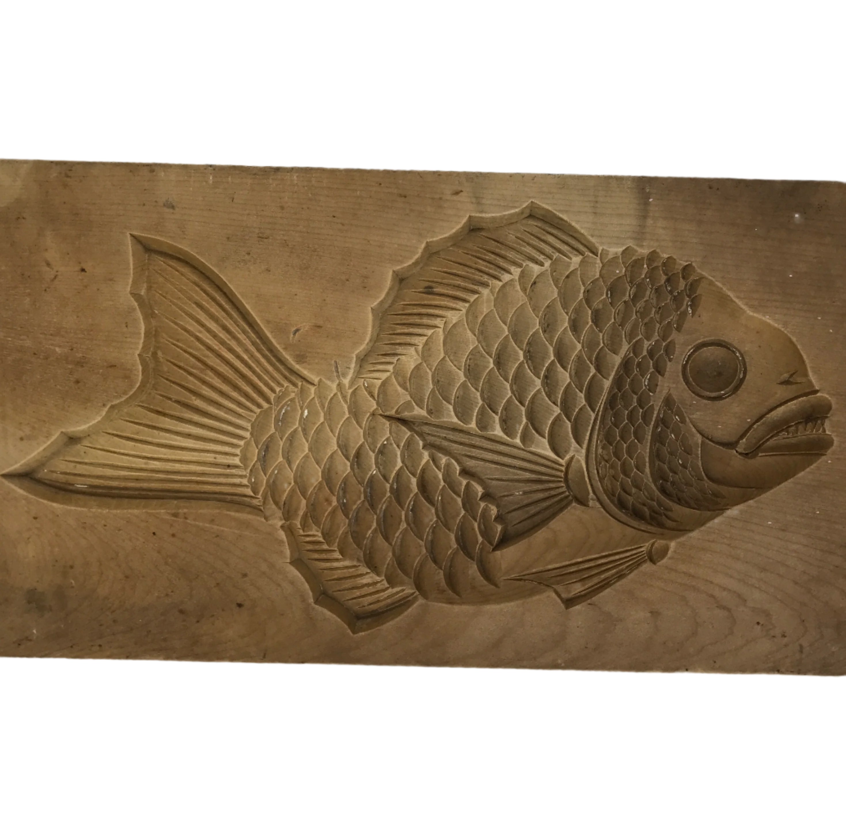 Japanese Wood Carved Kashigata Cake Mold Vtg Sweet Wagashi Tai Madai Fish Kg673
