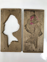 Japanese Wood Carved Kashigata Cake Mold Vtg Sweet Wagashi Tai Madai Fish Kg733
