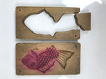 Japanese Wood Carved Kashigata Cake Mold Vtg Sweet Wagashi Tai Madai Fish Kg748