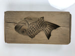 Japanese Wood Carved Kashigata Cake Mold Vtg Sweet Wagashi Tai Madai Fish Kg793