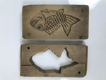 Japanese Wood Carved Kashigata Cake Mold Vtg Sweet Wagashi Tai Madai Fish Kg793