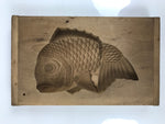 Japanese Wood Carved Kashigata Cake Mold Vtg Sweet Wagashi Tai Madai Fish Kg807