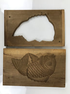 Japanese Wood Carved Kashigata Cake Mold Vtg Sweet Wagashi Tai Madai Fish Kg807