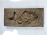 Japanese Wood Carved Kashigata Cake Mold Vtg Sweet Wagashi Tai Madai Fish Kg808