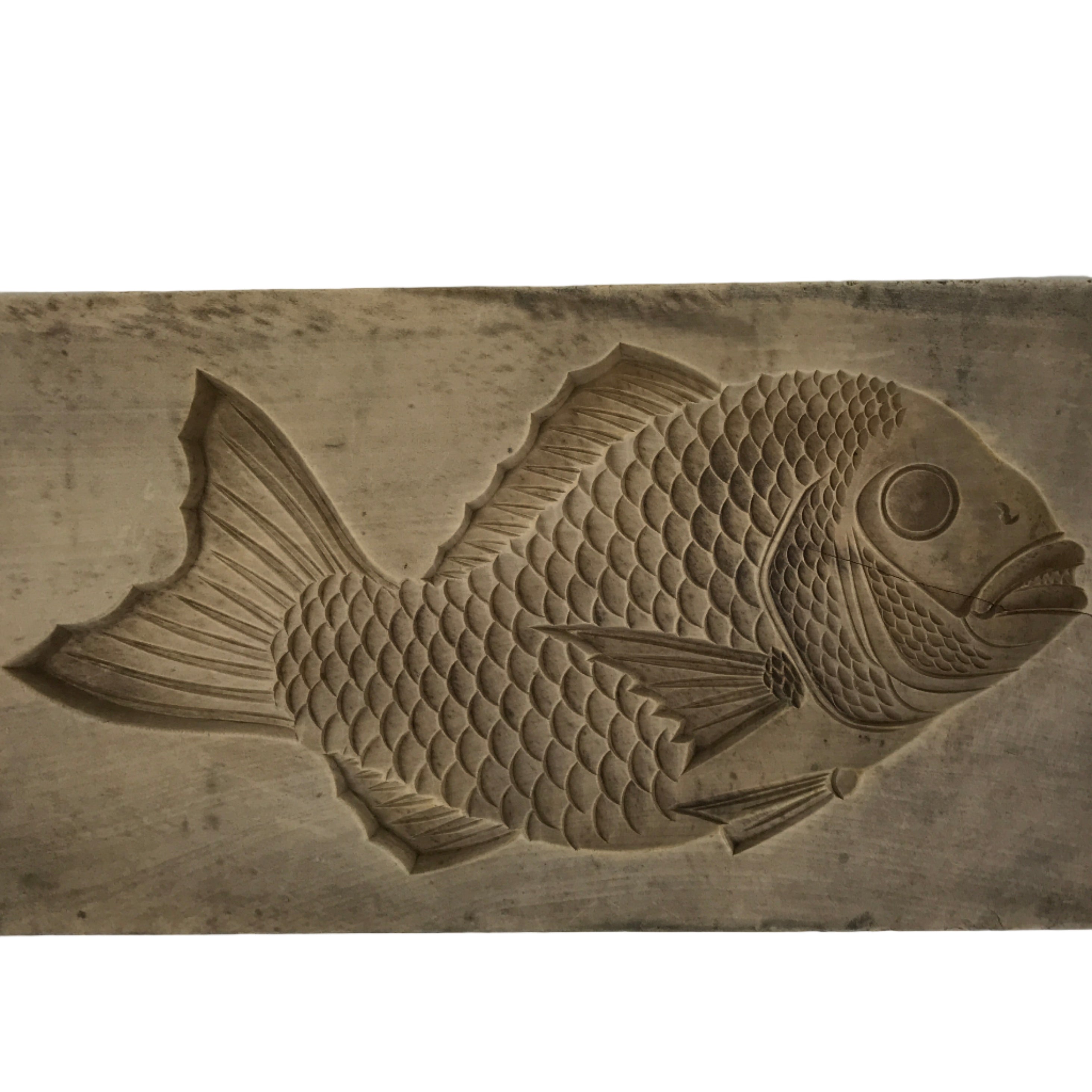 Japanese Wood Carved Kashigata Cake Mold Vtg Sweet Wagashi Tai Madai Fish Kg808