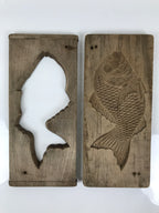 Japanese Wood Carved Kashigata Cake Mold Vtg Sweet Wagashi Tai Madai Fish Kg809