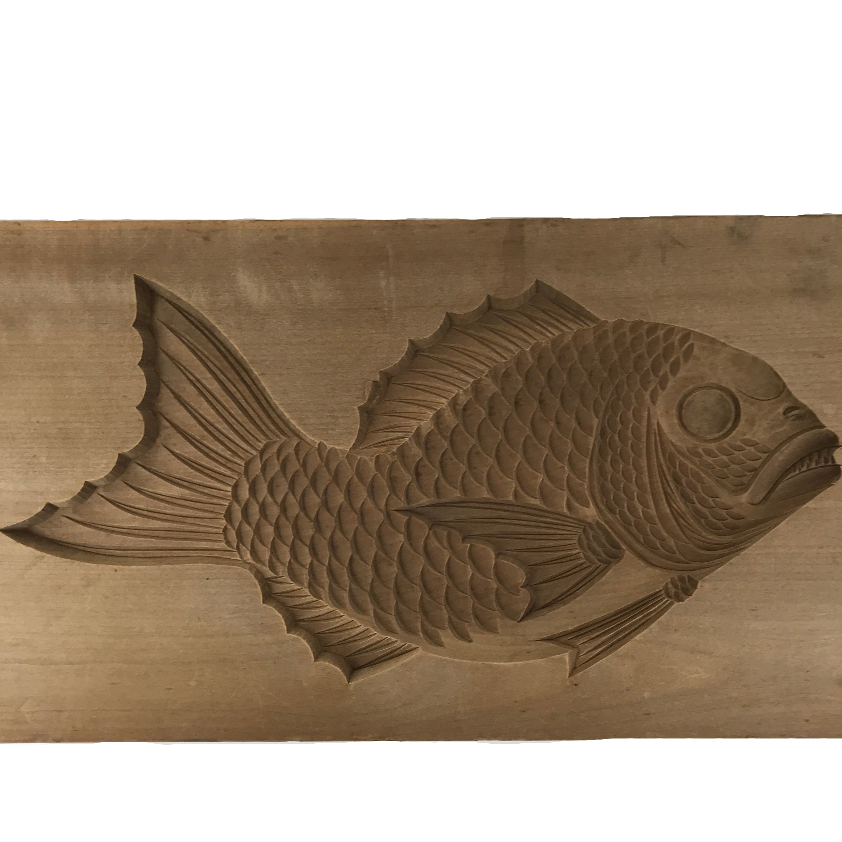 Japanese Wood Carved Kashigata Cake Mold Vtg Sweet Wagashi Tai Madai Fish Kg810