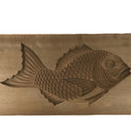 Japanese Wood Carved Kashigata Cake Mold Vtg Sweet Wagashi Tai Madai Fish Kg810