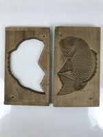 Japanese Wood Carved Kashigata Cake Mold Vtg Sweet Wagashi Tai Madai Fish Kg811